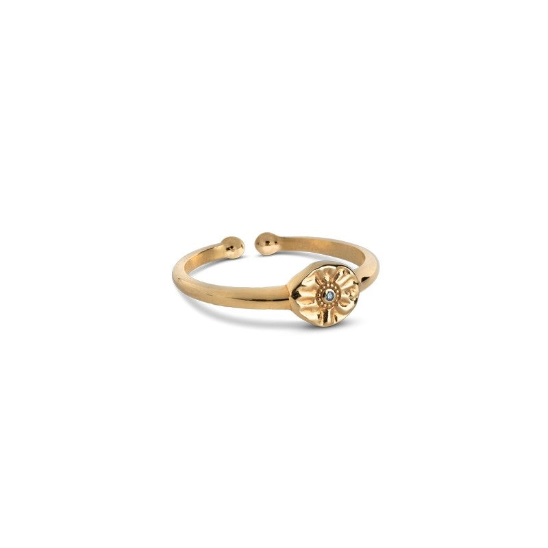 Mini Esma ring i forgyldt sølv med blå zirkonia fra Enamel Copenhagen